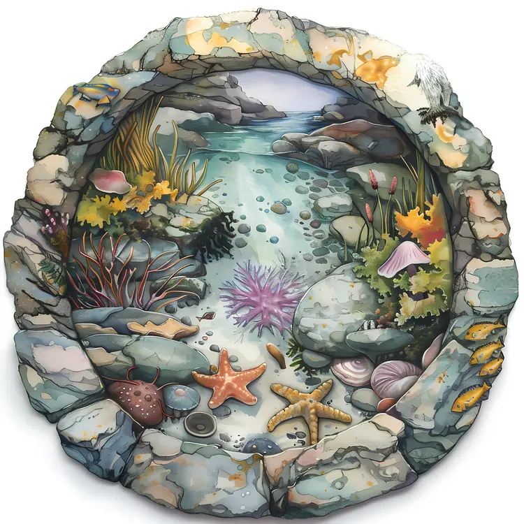 Rocky Tide Pool Illustration