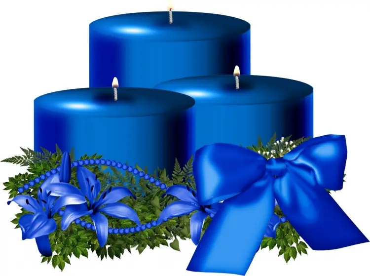 Decorative Blue Candles with Floral Arrangement