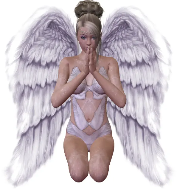 Kneeling Angel with Wings in Prayer