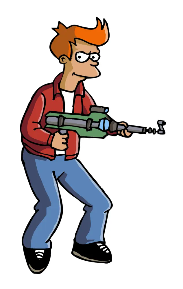 Red Jacket Character with Gun Cartoon Character