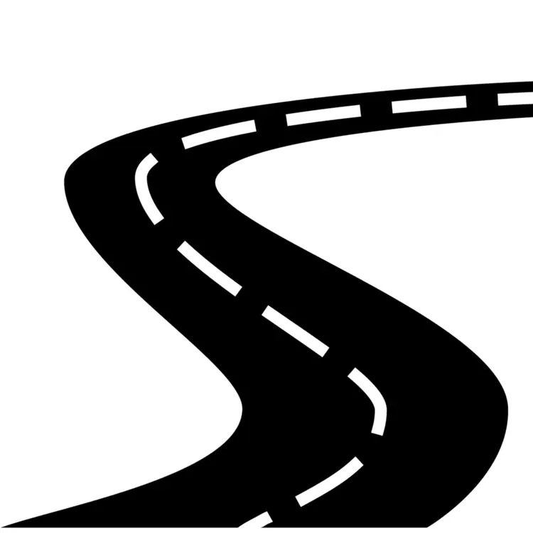 Curved Road with White Lines