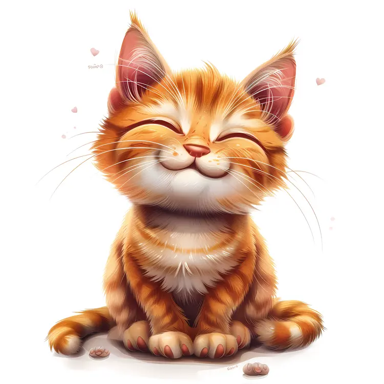 Smiling Orange Cartoon Kitten