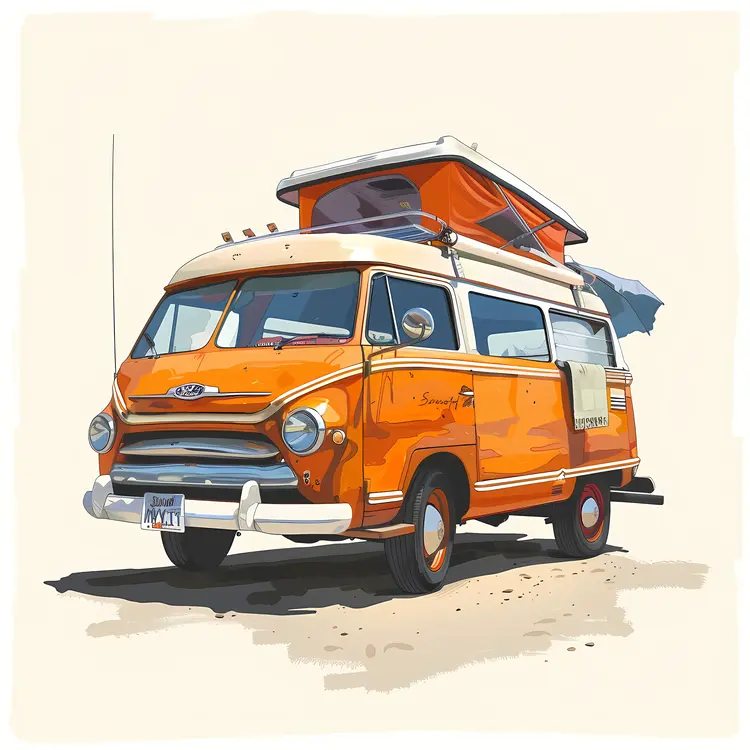 Retro Orange Camper Van