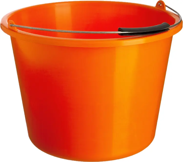 Orange Plastic Bucket with Metal Handle