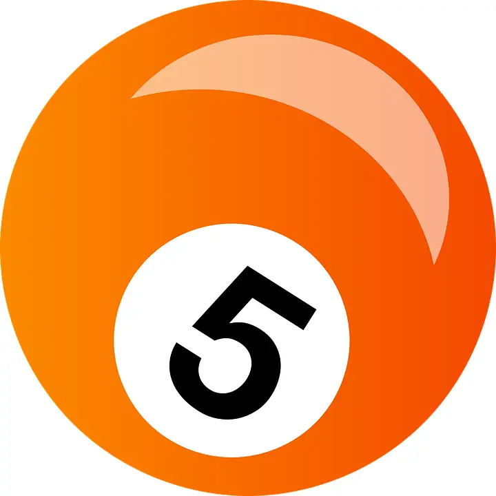 Orange Number 5 Billiard Ball