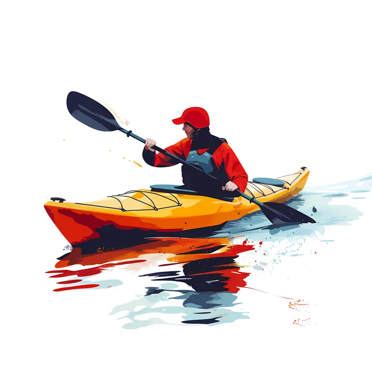 Kayaker Paddling on Calm Waters