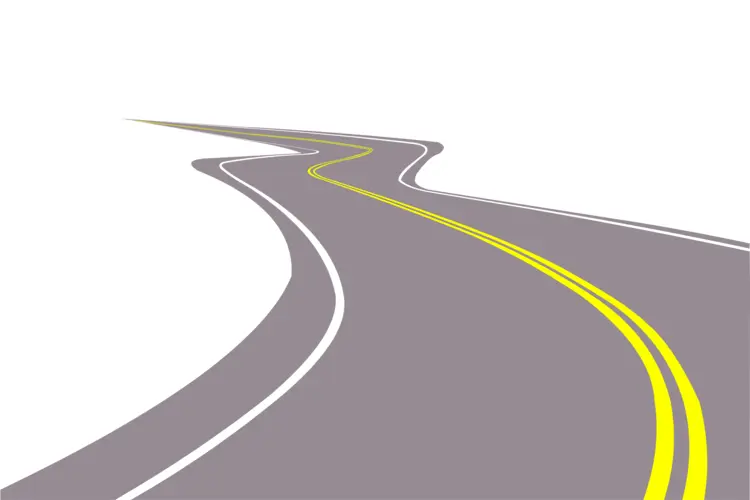 Curved Road with Yellow Lines