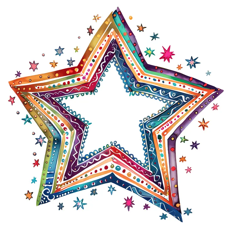 Colorful Patterned Star Art
