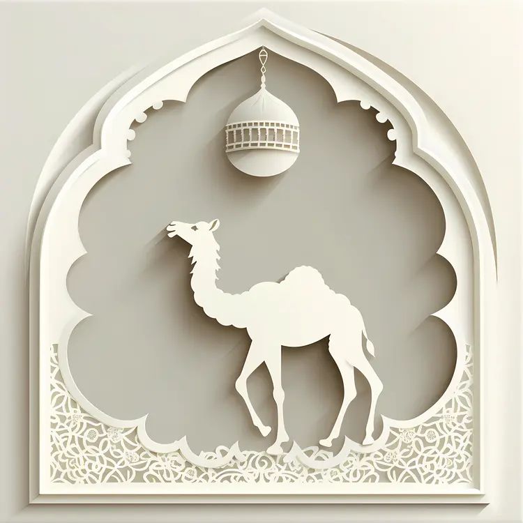 Camel Silhouette in Ornamental Frame