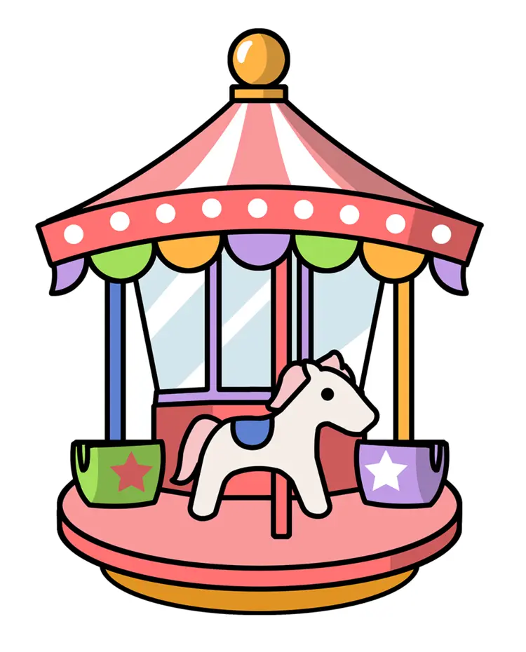 Cute Cartoon Carousel Ride for Amusement