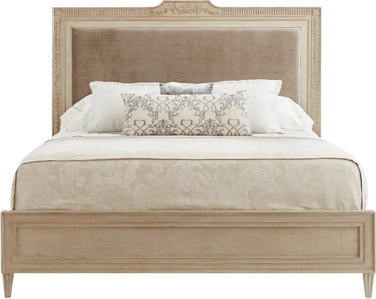 Beige Bed with Decorative Pillow