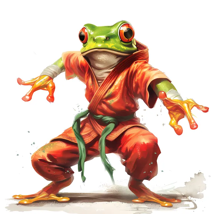Karate Frog in Orange Outfit