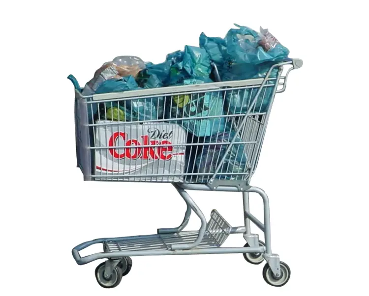 Shopping Cart Filled with Grocery Bags