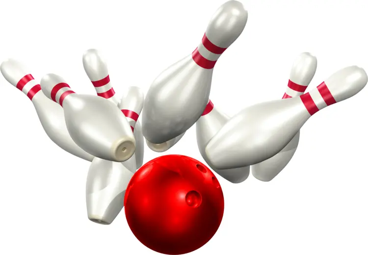 Bowling Pins and Ball in Action