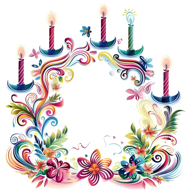 Colorful Candles and Flowers for Celebration