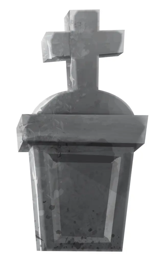 Gray Tombstone with Cross