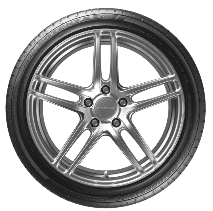 Silver Car Wheel with Tire