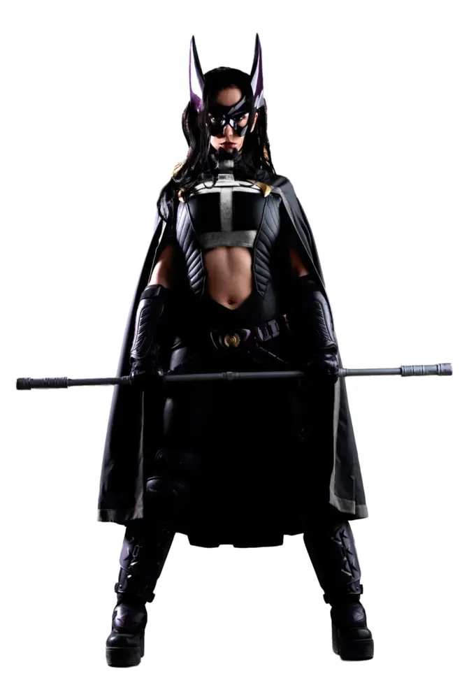 Black and Purple Superheroine with Staff