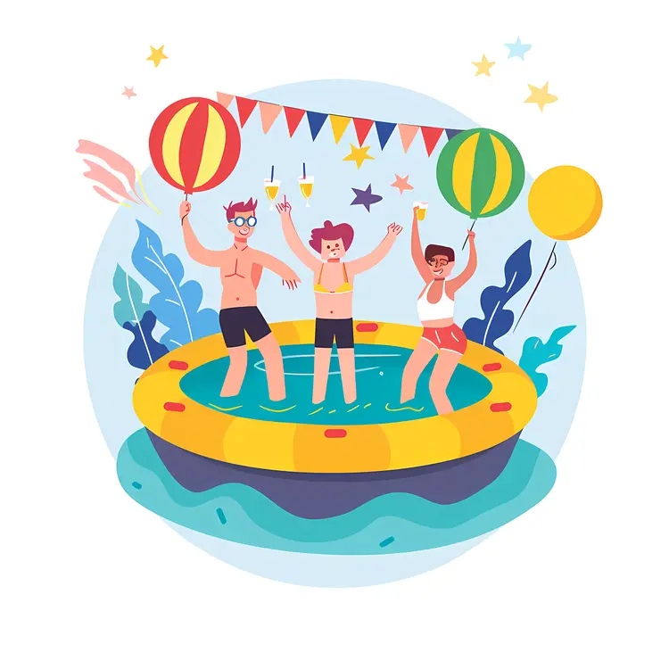 Kids in Inflatable Swimming Pool