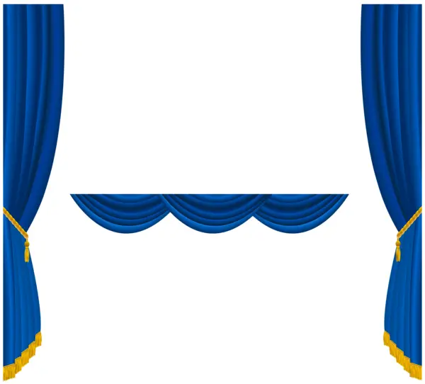 Blue Theater Curtains with Golden Tassels