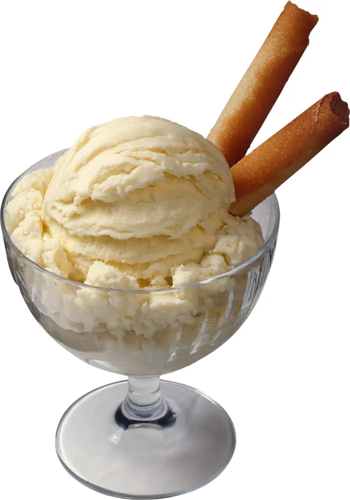 Vanilla Ice Cream in Glass with Wafers