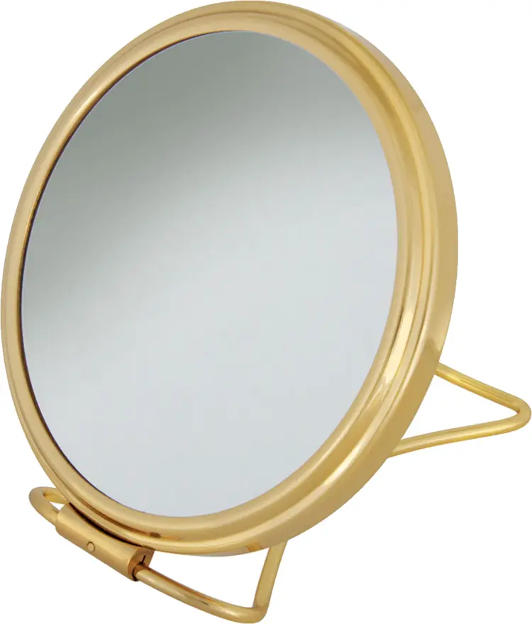 Round Tabletop Mirror with Gold Frame
