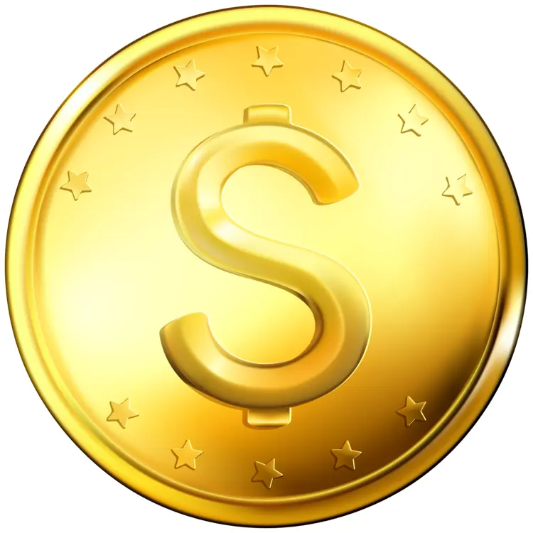 Shiny Gold Coin with Dollar Sign
