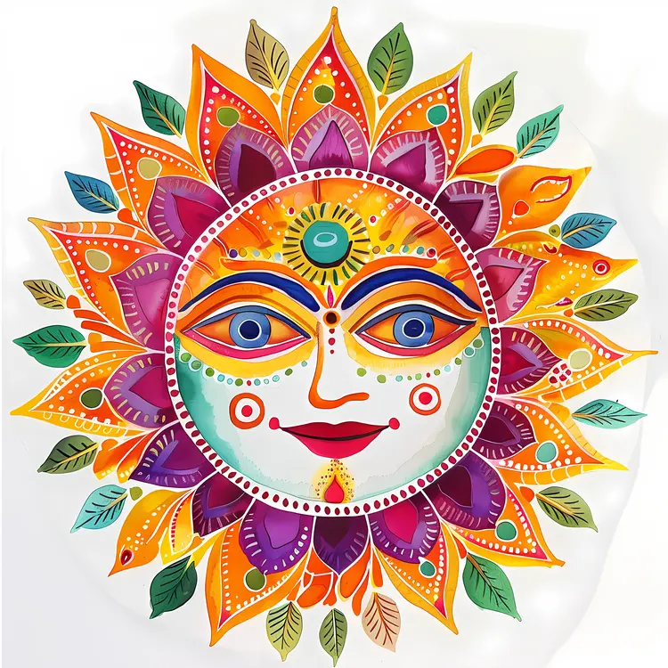 Colorful Sun Face Art
