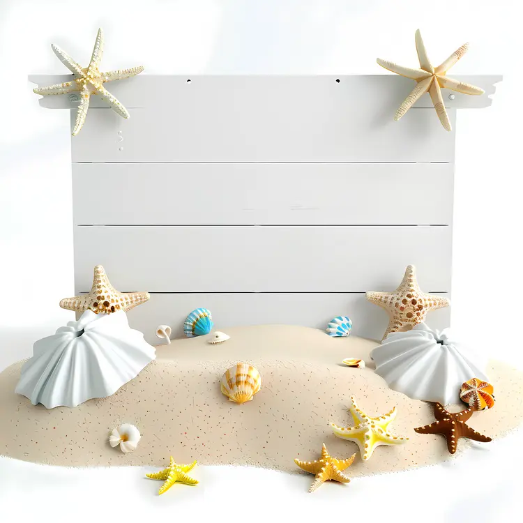 Beach Sign with Starfish and Shells