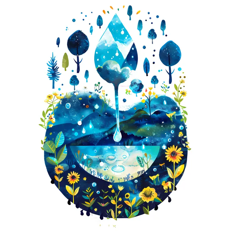 Nature and Water Drop Illustration