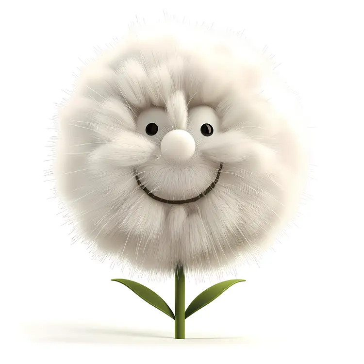 Smiling White Flower Cartoon