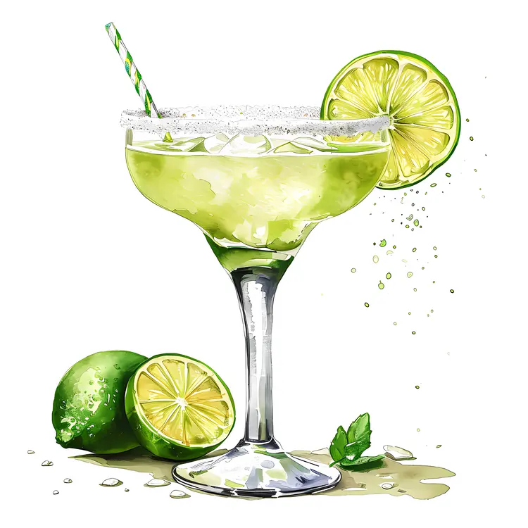 Lime Margarita with Straw