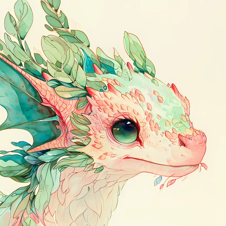 Cute Leafy Dragon with Green Leaves