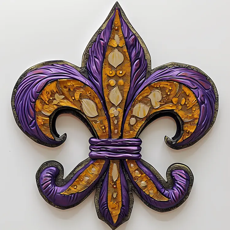 Purple and Gold Ornamental Fleur-de-lis
