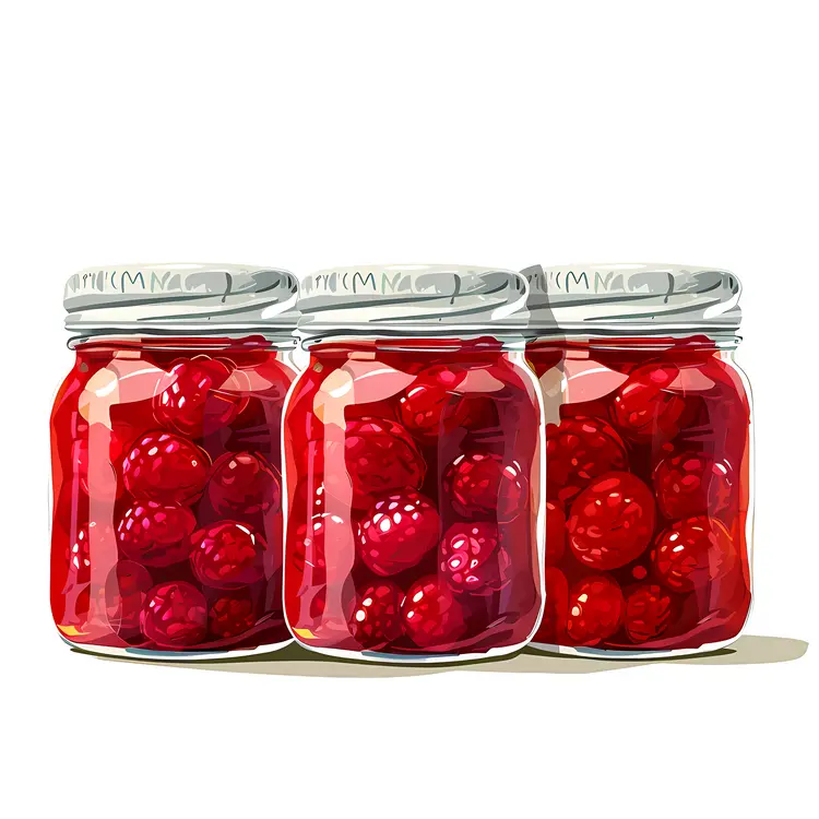 Illustration of Raspberry Jam in Jars