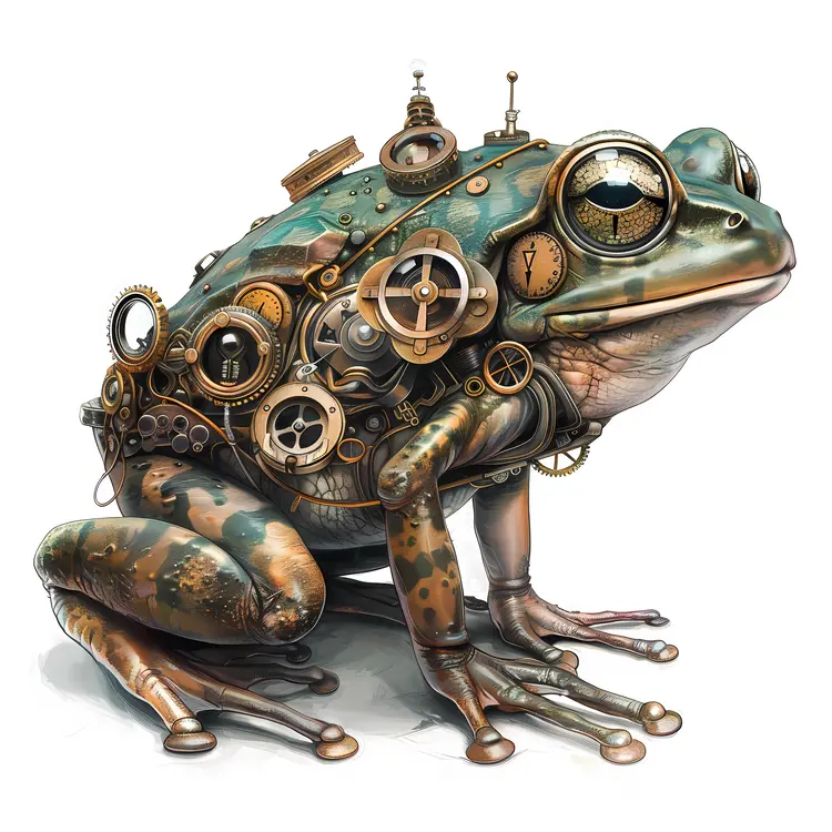 Steampunk Mechanical Frog with Gears