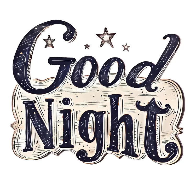 Good Night Text with Stars