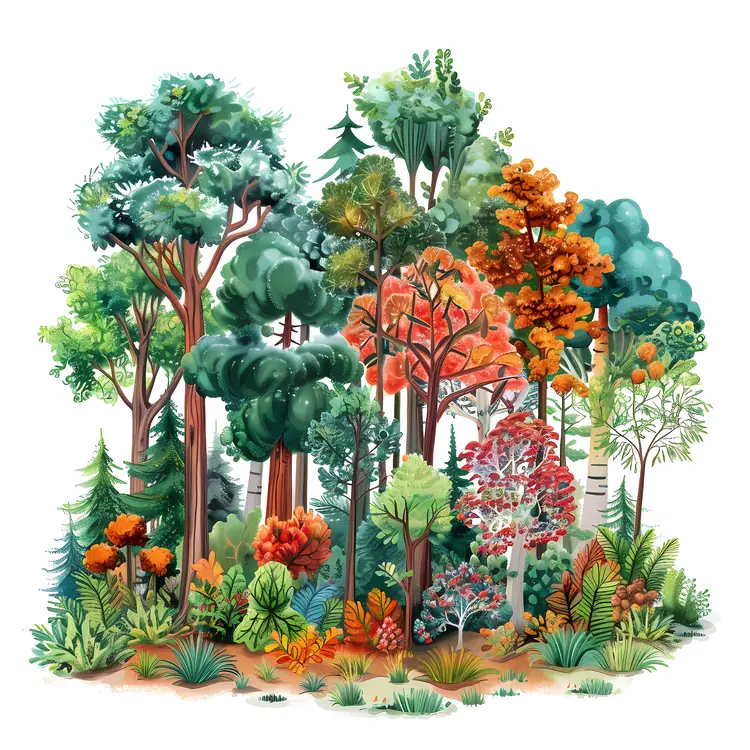 Colorful Forest Illustration