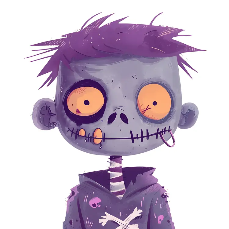 Purple Zombie with Stitches