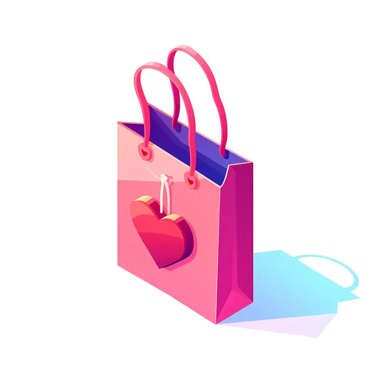 Pink Gift Bag with Heart for Valentine's Day