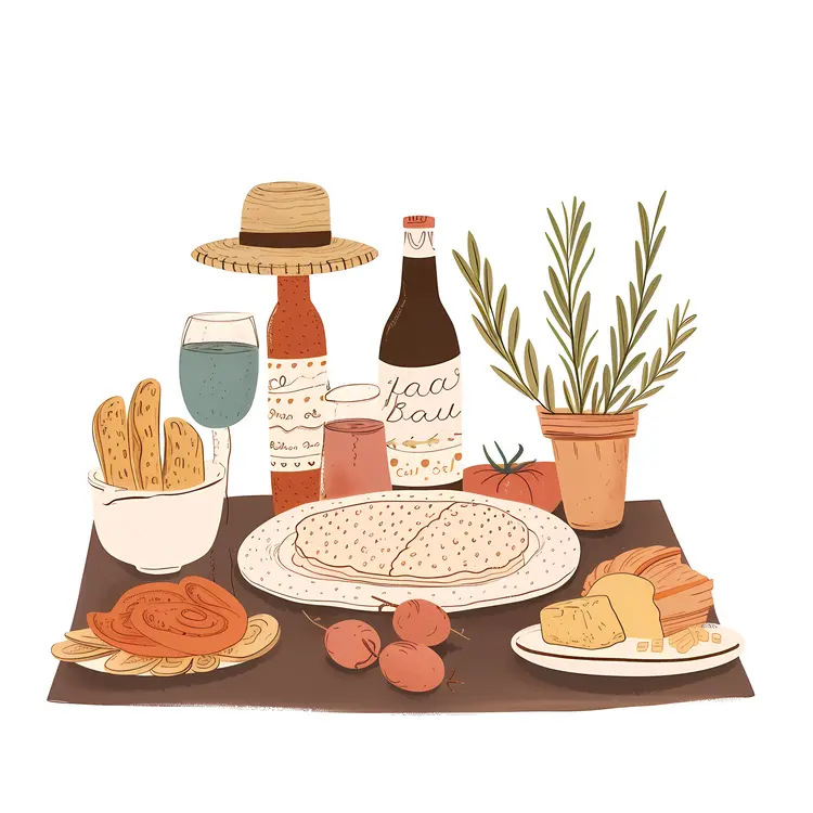 Colorful Food Platter with Various Dishes