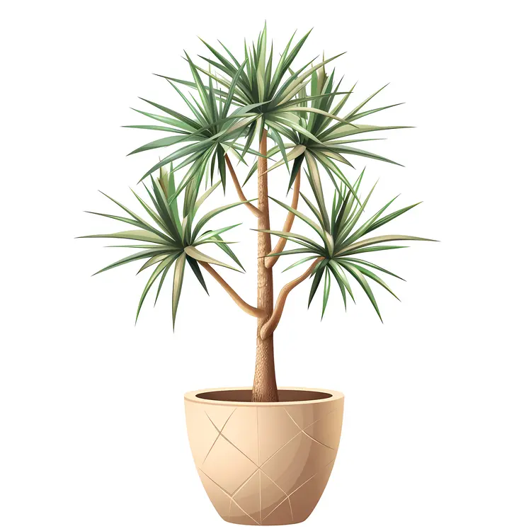 Potted Yucca Tree with Spiky Leaves