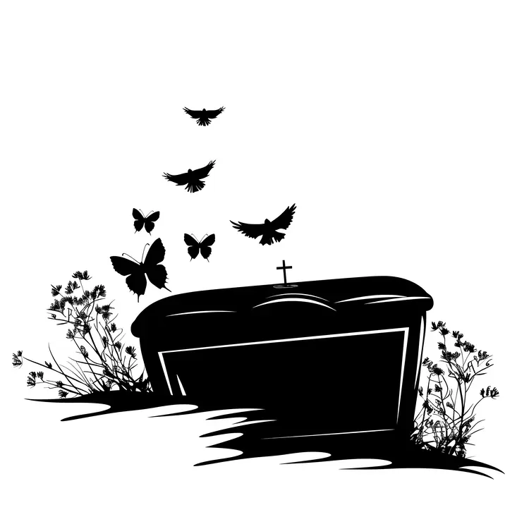 Coffin and Butterflies Symbol