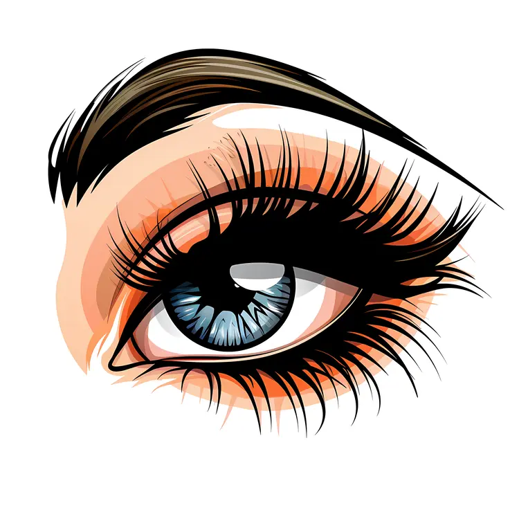 Open Eye with Blue Iris and Thick Eyelashes