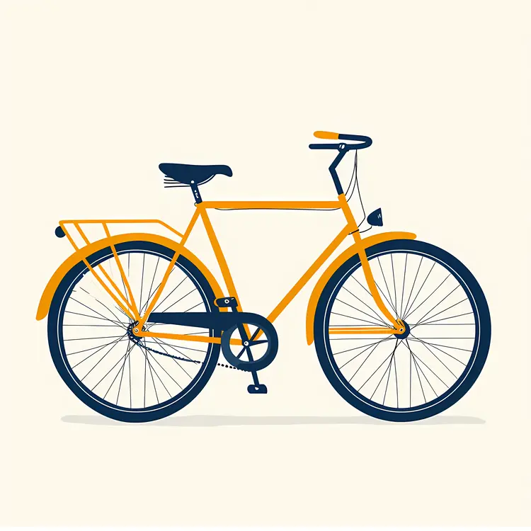 Yellow Bicycle with Blue Wheels Illustration