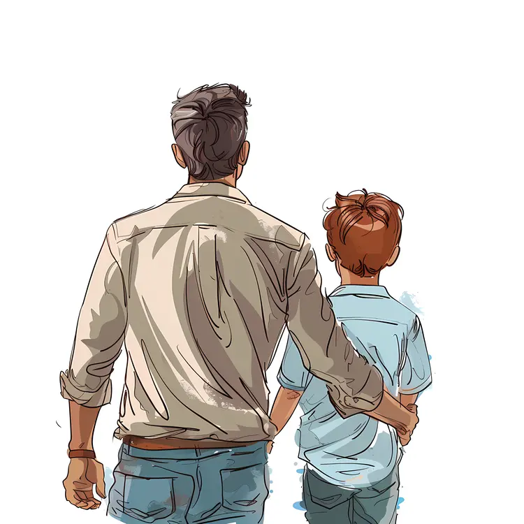 Father and Son Walking Together