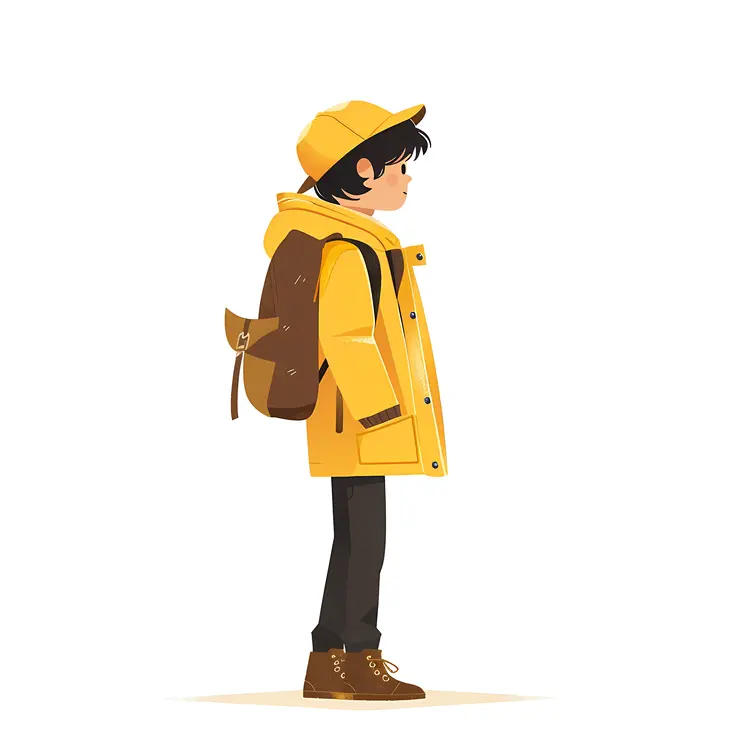 Boy in Yellow Jacket with Backpack