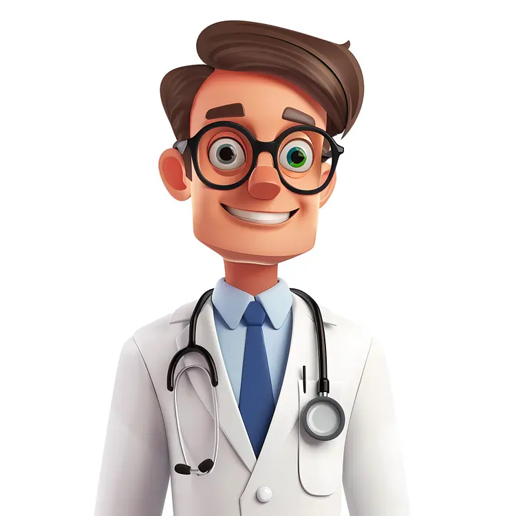 Smiling Cartoon Doctor with Stethoscope