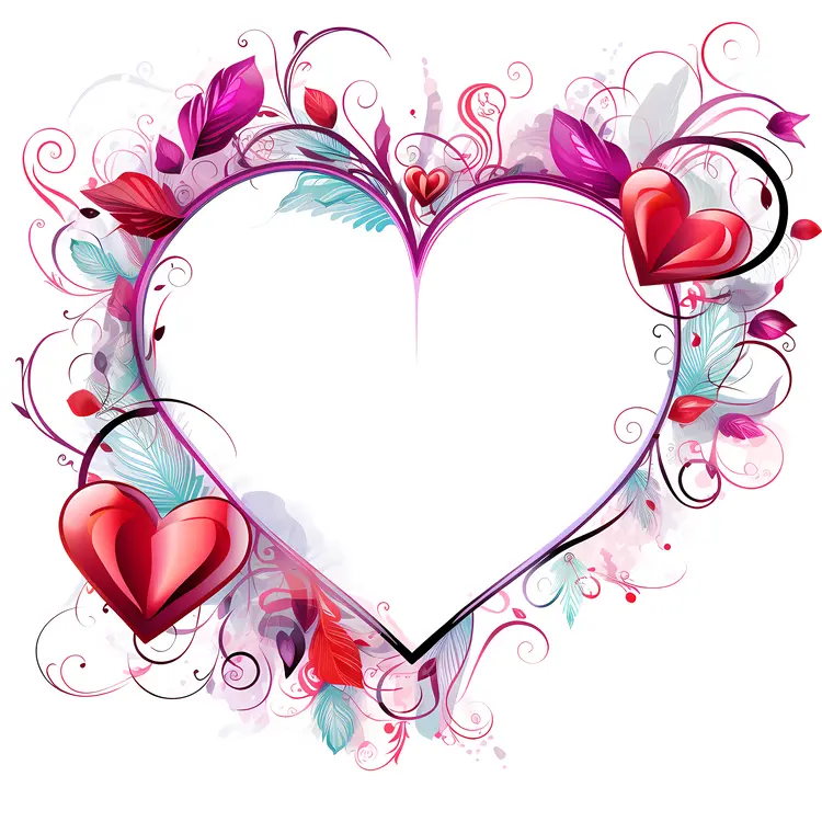 Heart Frame with Hearts and Leaves