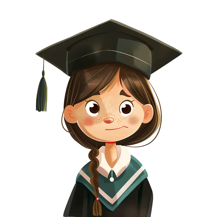 Cartoon Girl in Graduation Cap